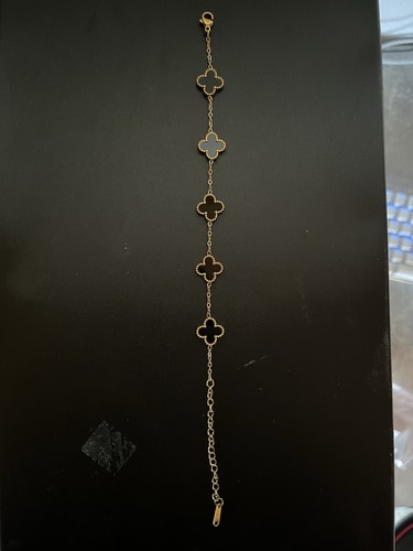 Armband gold schwarz - armband, kleeblatt