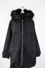 Divided schwarzer Mantel m. Kapuze Herbst/Winter Gr.38/S Polyester Viskose Wolle