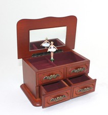 süßer Schmuckkasten Spieluhr Holz Entertainer Schmuckschatulle Ballerina eckig