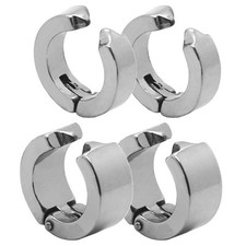 2 Edelstahl Creolen Clips Loch Creole Ohrring Huggies Silber Ø14mm »