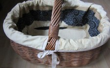 Weidenkorb + Stoff-Inlett / Tasche 23 x 45 x 30 Weiden - Einkaufskorb oval 