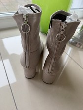 H&M STIEFELETTE 38 GRAU VELOUR