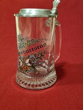 Bierhumpen Glas mit Zinndeckel