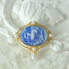 L18 Anhänger Einhorn Pferd mit Elfe Perlmutt Achat blau Silber 925