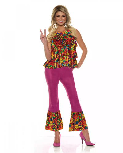 Buntes hippie girl kostüm mit - girl,