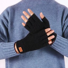Halbfinger Handschuhe Damen Herren Winter Wärme Gestrickte Arbeitshandschuhe