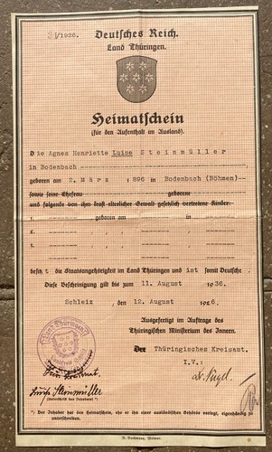 Heimatschein deutsches reich - deutsches,