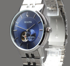 Bulova 96A247 Open Heart Blue Dial Automatic 42mm Men’s Watch Swiss Made Box