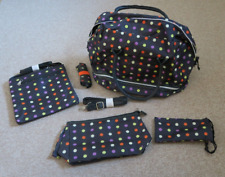 Reisetaschenset schwarz Punkte bunt 4teilig Reisetasche Kulturbeutel rot grün