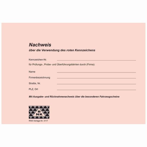 Rnk nachweisbuch 3117 rotes - 3117, "rotes