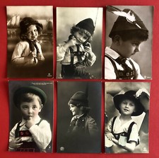 6 x Foto AK Kinder 1907/09/12/14 Porträts Mode Junge mit Seppl Hut ( 73262