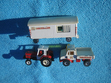 Siku Unimog Heitkamp ca. 1:55 mit Bauanhänger und Traktor bespielt Börsenmodell