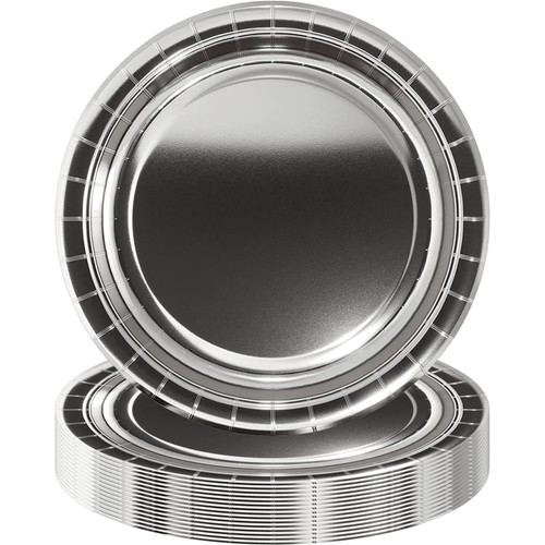 Pappteller 23cm silber - 23cm,