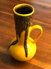 Vase / Fohr-Design / Keramik / 405-20 / Fat Lava / gelb, schwarz / 1970er, alt