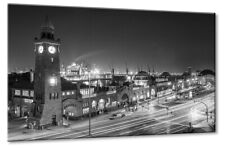 Leinwand Bild Hamburg Hafen Landungsbrücken St. Pauli Fischmarkt Schwarzweiss