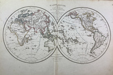 Mappe Monde, Worldmap Weltkarte 1826 Vaugondy 