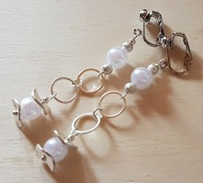 OHRCLIPS CLIPS LANG WEIßE PERLEN