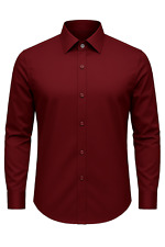 Hemd Herren langarm Hemden Weinrot Slim Fit Business Hochzeit Casual sportlich