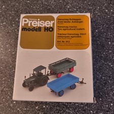 Preiser 912 BS Hanomag-Schlepper R45 m. 2 landwirtschaftl. Anhängern 1:87/H0-OVP