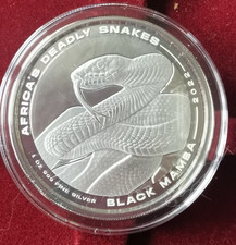 2022 KONGO   Africas Deadly Snakes Black Mamba  500 Francs  1 oz silber