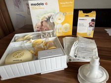 Medela Swing Maxi Flex Elektrische Doppel-Milchpumpe + große Brusthauben Milchbe