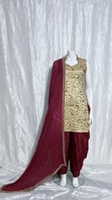 Gold embroidered maroon dohit - maroon,