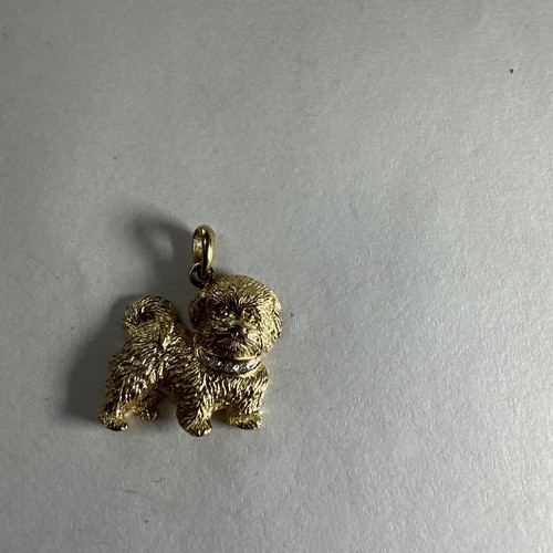 10kt gelbgold hund anhänger - gelbgold, "hund"