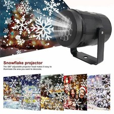 LED Laser Projektor Schneeflocken Weihnachten Licht Party/Garten Deko Xmas Außen
