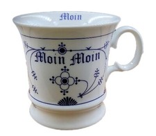 Moin Moin Kaffeepott  Porzellan Kaffeebecher Kaffeetasse Teetasse Indisch Blau