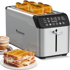 Langschlitz Toaster 4 Scheiben 2x XXL Schlitz, Brötchenaufsatz, 1630 Watt