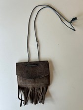 Umhängeportemonnaie Geldbörse Wildleder braun Fransen true Vintage Retro