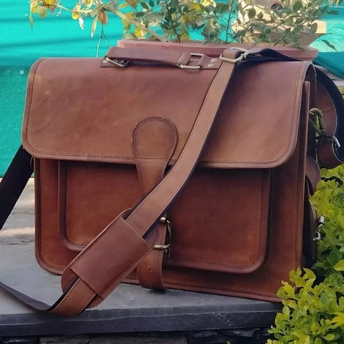 Vintage leder laptop - laptop, messenger