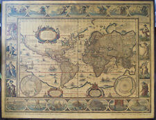 Historische Weltkarte auf Holz 60 x48 cm