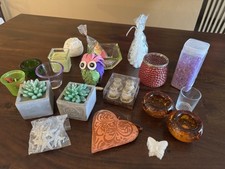 Konvolut Herbst Deko Eulen Teelichter Kerzenhalter Kerzen Dekosteine