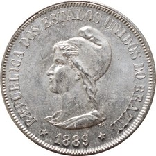 Brazil 500 reis 1889, UNC