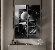 LEINWAND BILD ER BIS 160x120x5 ABSTRAKTES WANDBILD METALL-3D-OPTIK SCHWARZ-WEISS