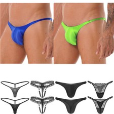 DE Herren String Glänzend High Rise Silps Bikinislips T-Back Tanga Unterwäsche