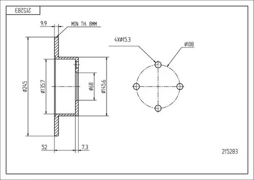 Bremsscheibe voll 215 - , 283