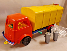 Schildkröt Plastikspielzeug LKW Müllwagen + Zubehör ca.40cm lang 60er J.