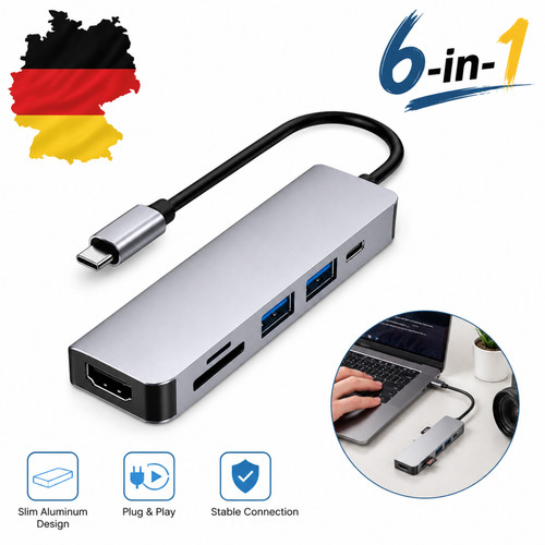 Usb hub 6in1 adapter hdmi - 6in1,