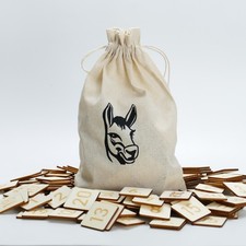 Eselspiel Holz | 121 Holzplättchen + 2 Ersatz im Baumwollbeutel
