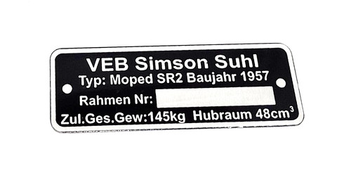 Rahmenplakette typenschild - rahmenplakette,