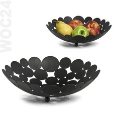 29 cm Obstschale Metall Tisch Deko Schale rund Brotkorb Obstkorb Schwarz