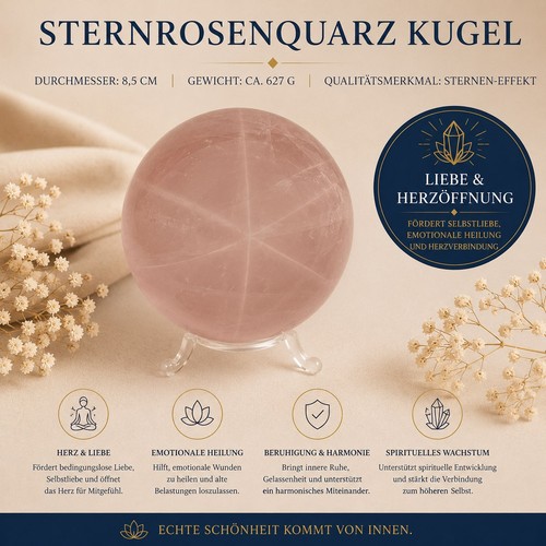 Sternrosenquarz kugel 85mm - kugel,