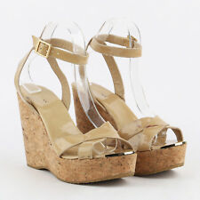 Damen Jimmy Choo Plateau Sandaletten Gebrauchte Korkoptik Schuhe 841683