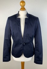 NEU! COMMA Damen Gr. 40 Stretch Blazer Jacke nachtblau navy Glanz Business 910