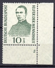 Bund 223 Adolf Kolping 1955 als Eckrand unten rechts mit Formnummer 2 postfrisch