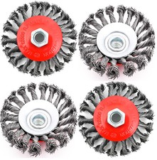 4XTopfbürste Drahtbürste 115mm M14 gezopft Kegelbürste Flex und Winkelschleifer