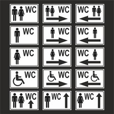 Toilettenschild WC Schild Kloschild Aufkleber Schilder ALU inkl. Montagematerial