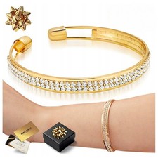 Elegante Damen Armspange Gold 585 Look mit Zirkonia-Kristallen